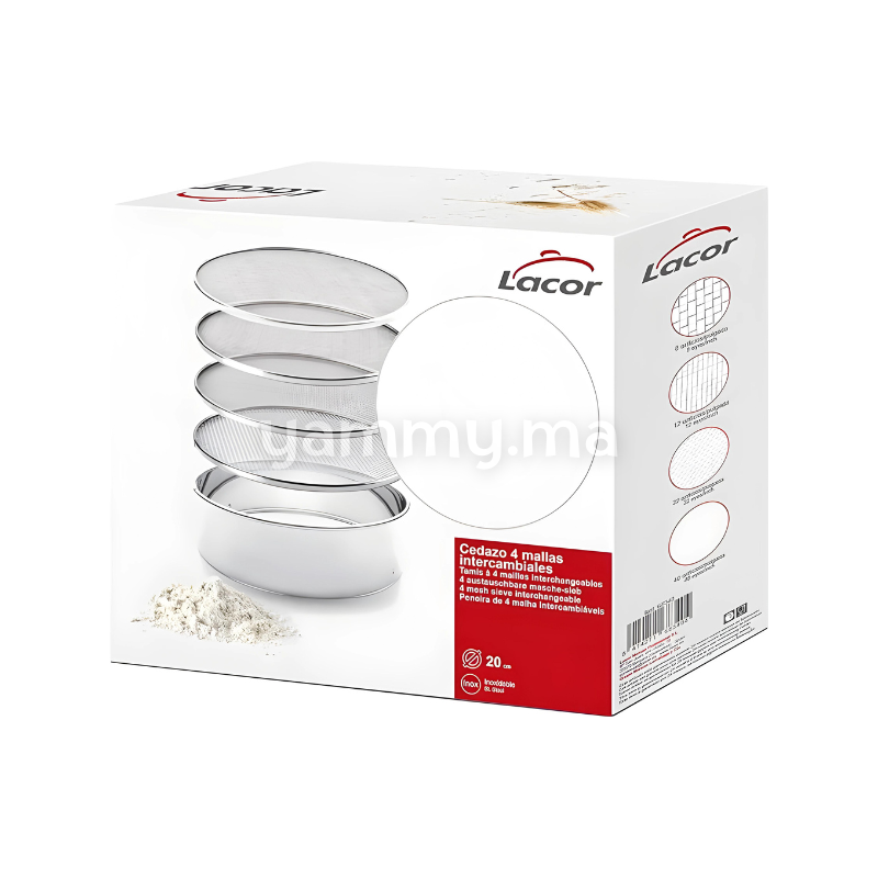 Tamis à 4 Mailles Interchangeables 20cm en Inox - Lacor 68340