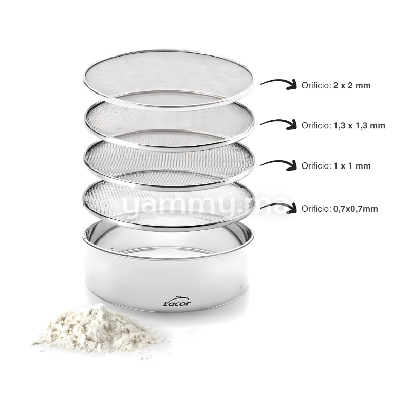 Tamis à 4 Mailles Interchangeables 23cm en Inox - Lacor 68341