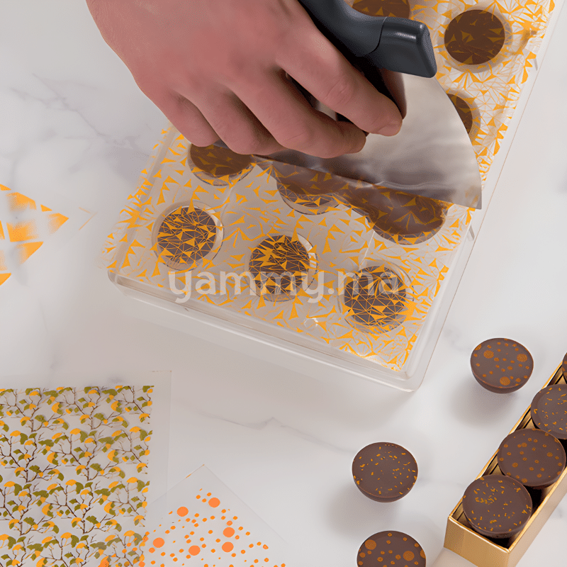 Feuille de Transfert Chocolat M3 Rose, Jaune et Blanc 26.5 x 37 cm - Nitach