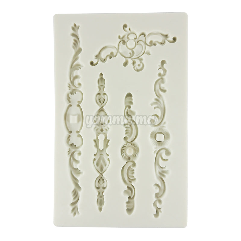 Moule Silicone 5 Bandes Fleurs Vintage