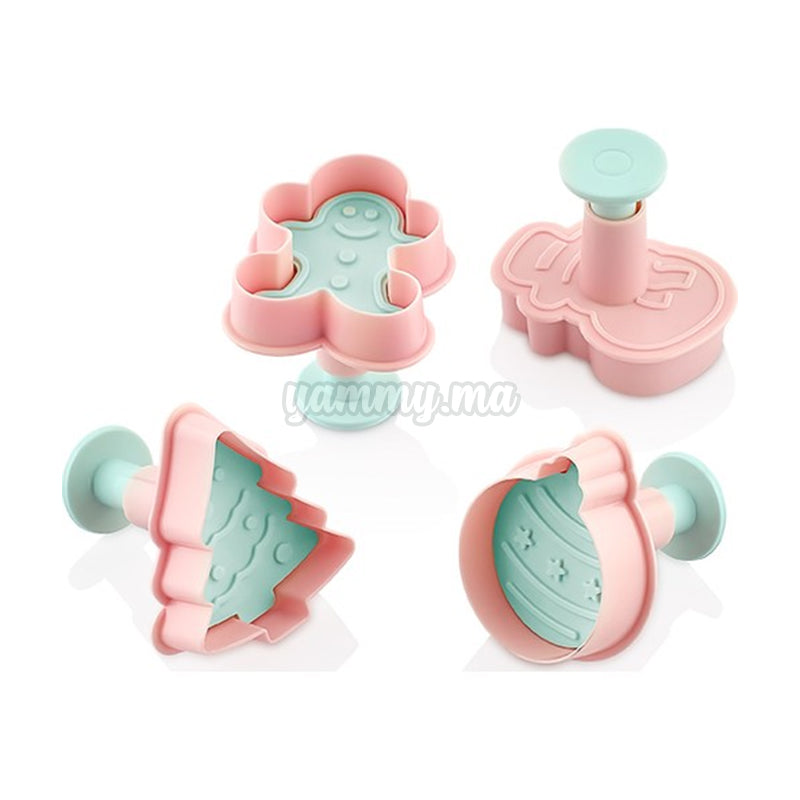 Set 4 Emporte-piecès avec Poussoir Christmas
