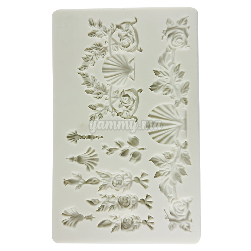 Moule Silicone 8 Fleurs et Coquillages