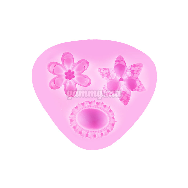Moule Silicone 2 Fleurs et Diamant