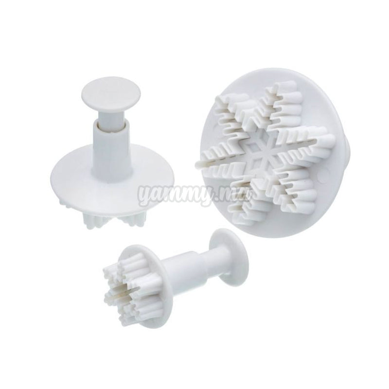 Set 3 Emporte-pièces avec Poussoir Flocon de Neige