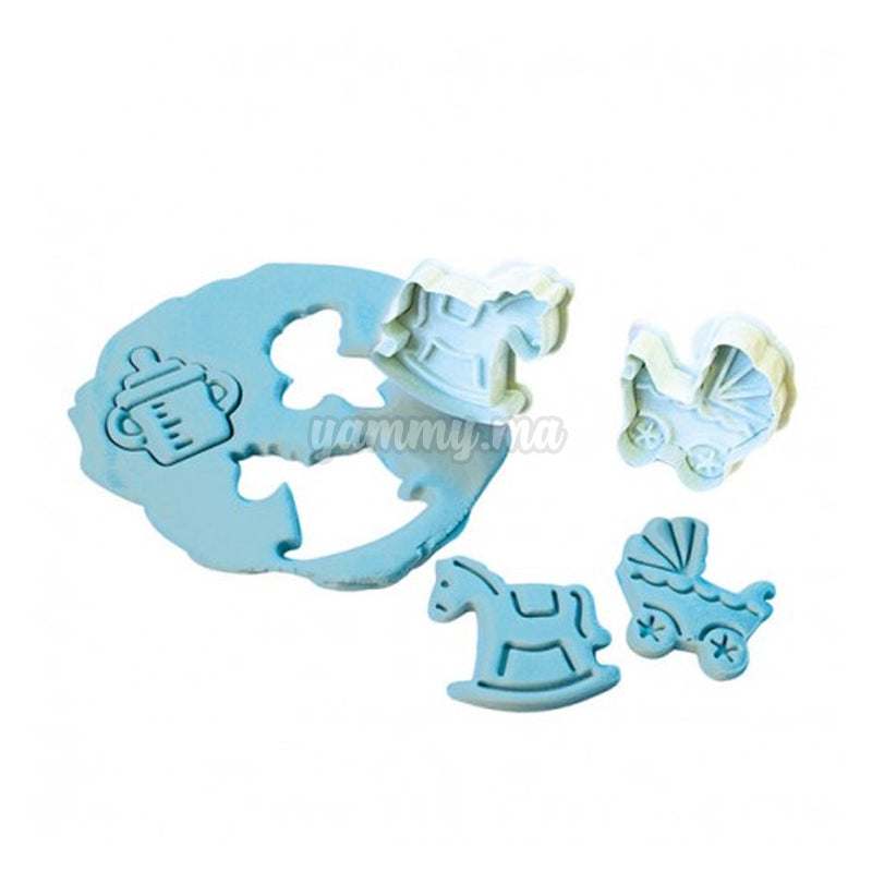 4 Emporte-pièces Bébé Naissance Baptème poussoir