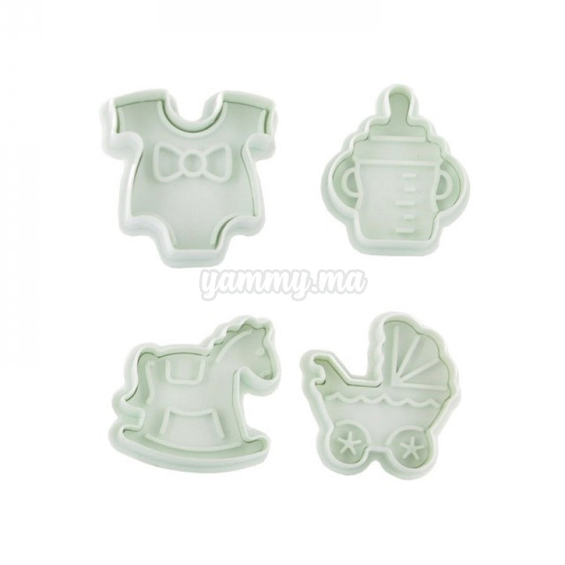 4 Emporte-pièces Bébé Naissance Baptème poussoir