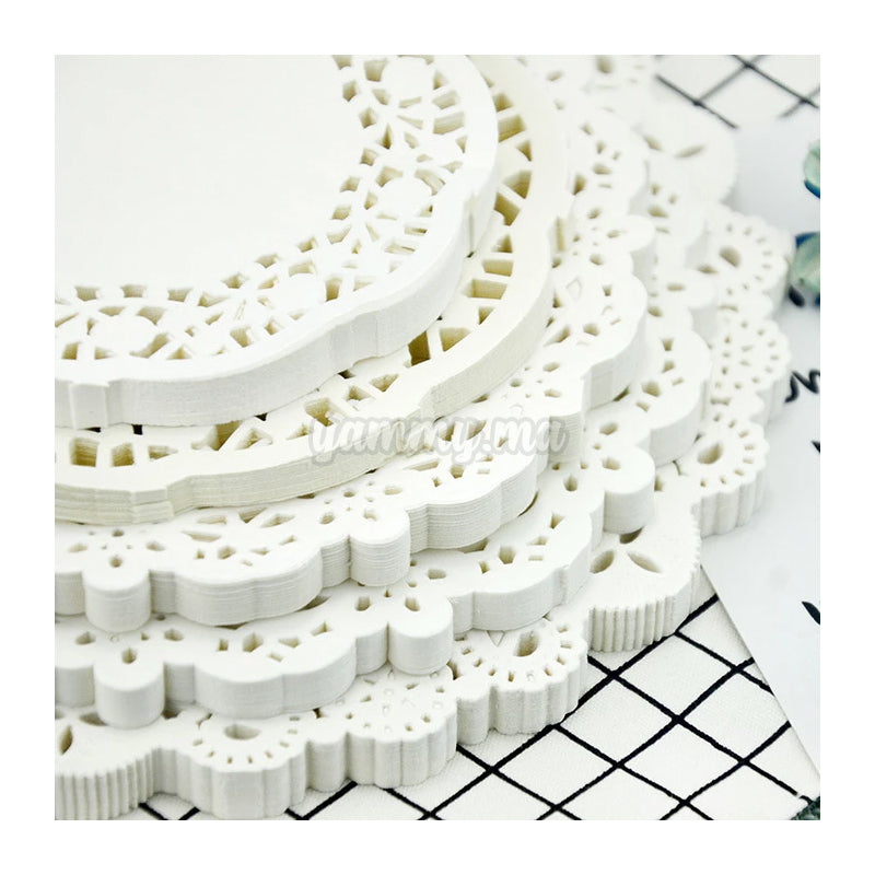 Dentelle Ronde en Papier Blanc