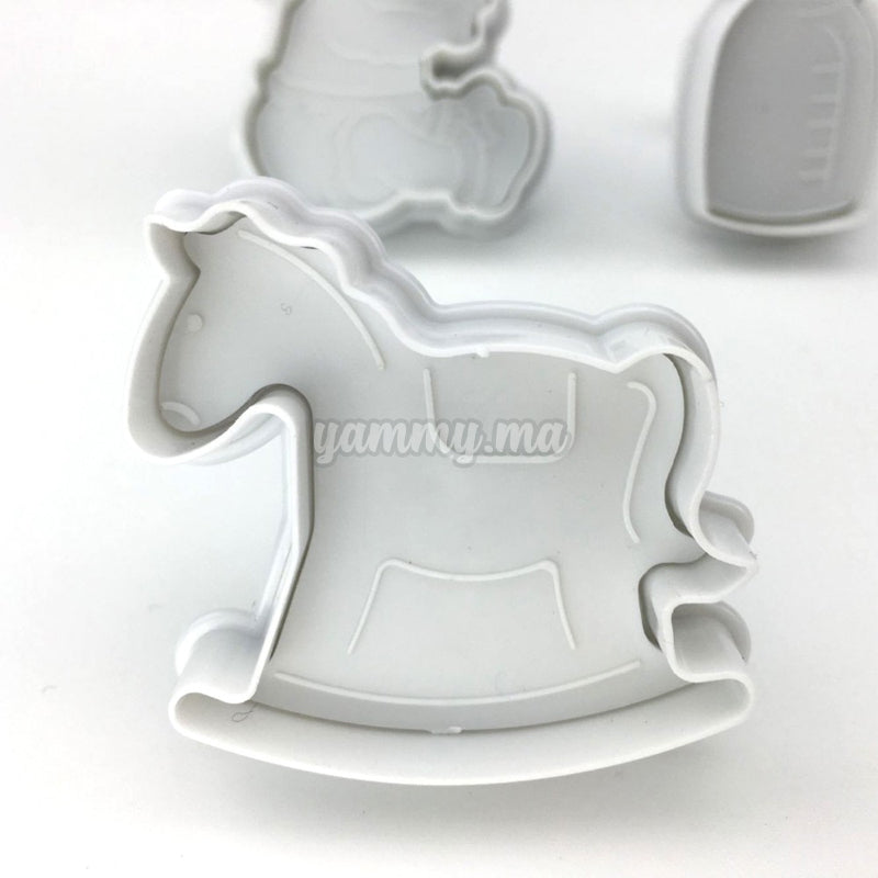 Set 3 Emporte-Pièces avec Poussoir Bébé Naissance Baptème