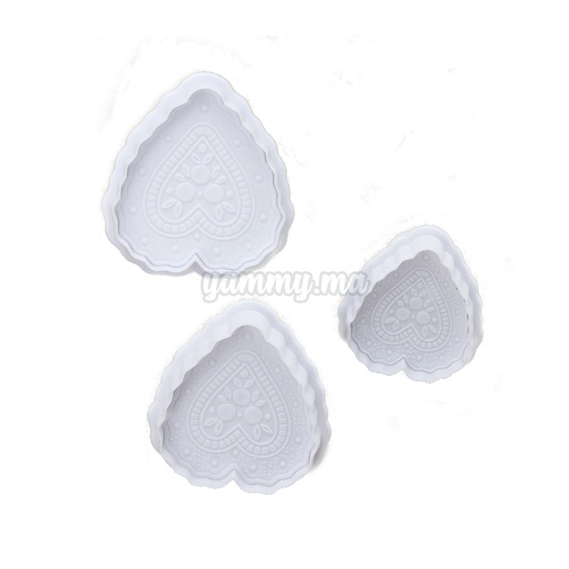 Set 3 Emporte-piecès avec Poussoir Coeur