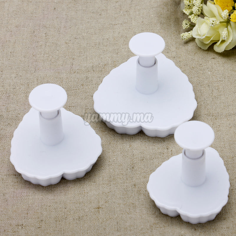 Set 3 Emporte-piecès avec Poussoir Coeur